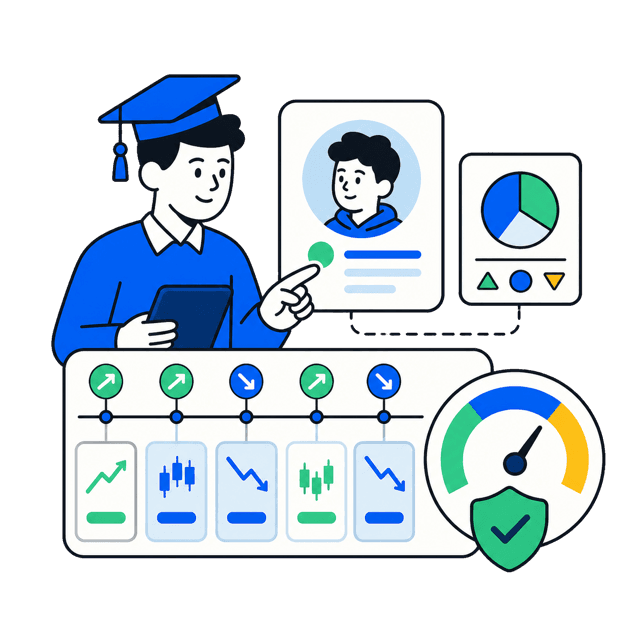 Students learning finance through research and virtual trading in Fintrix